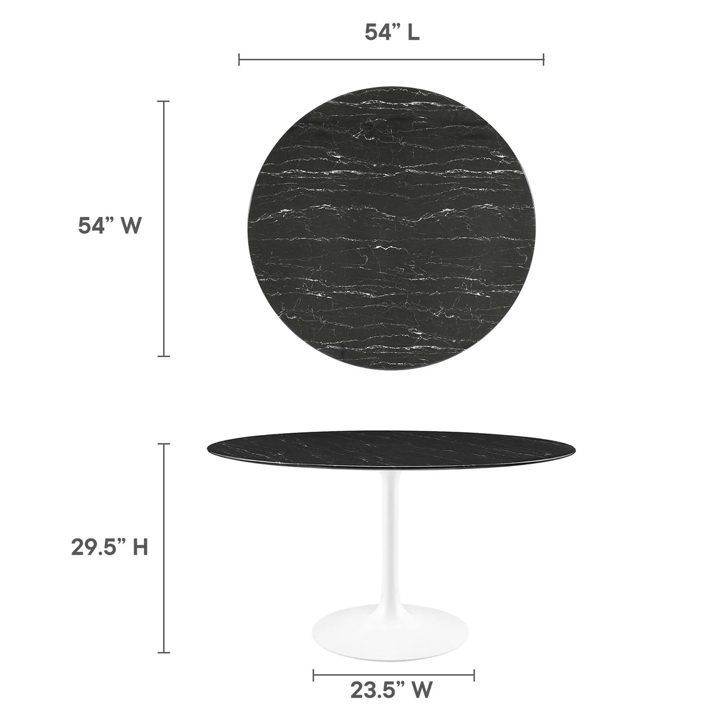 Tulip Marble Dining Table, 54" Round White Base