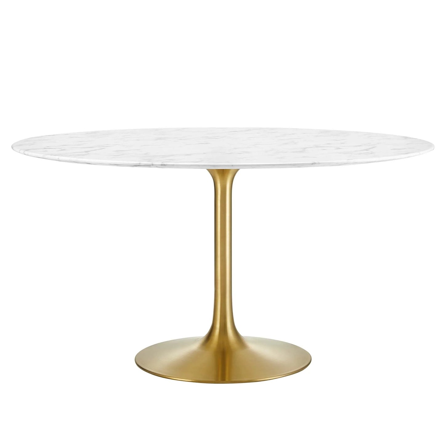 Tulip Marble Dining Table, 54" Round, Gold Base