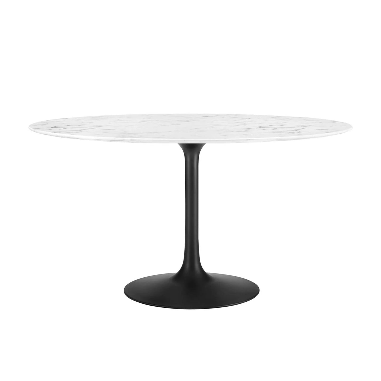 Tulip Marble Dining Table, 54" Round, Black Base