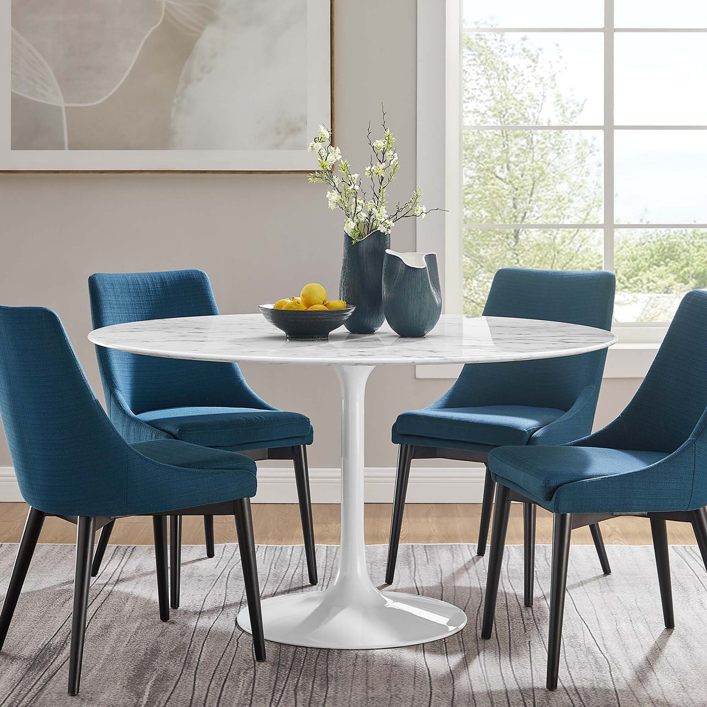 Tulip Marble Dining Table, 54" Round White