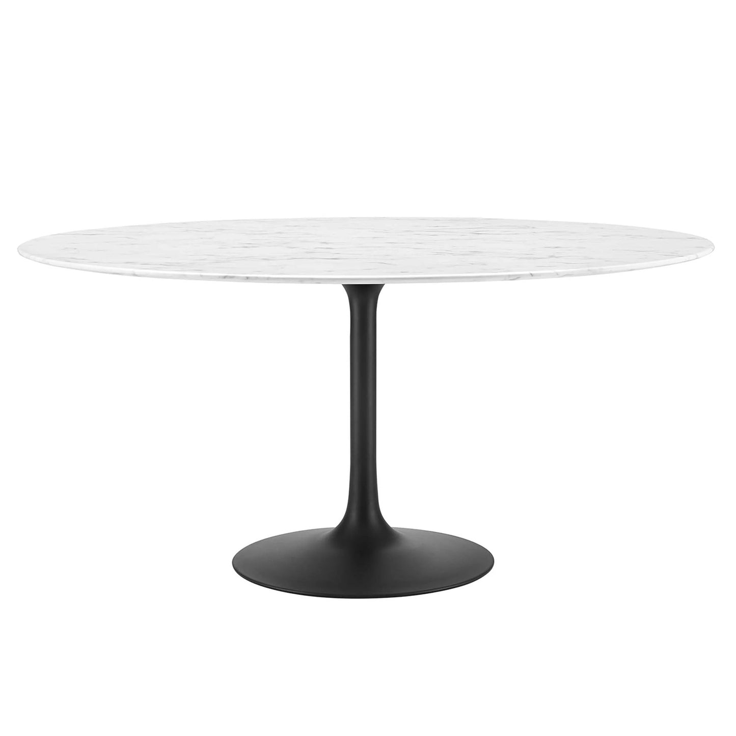 Tulip Marble Dining Table - 60" Round, Black Base