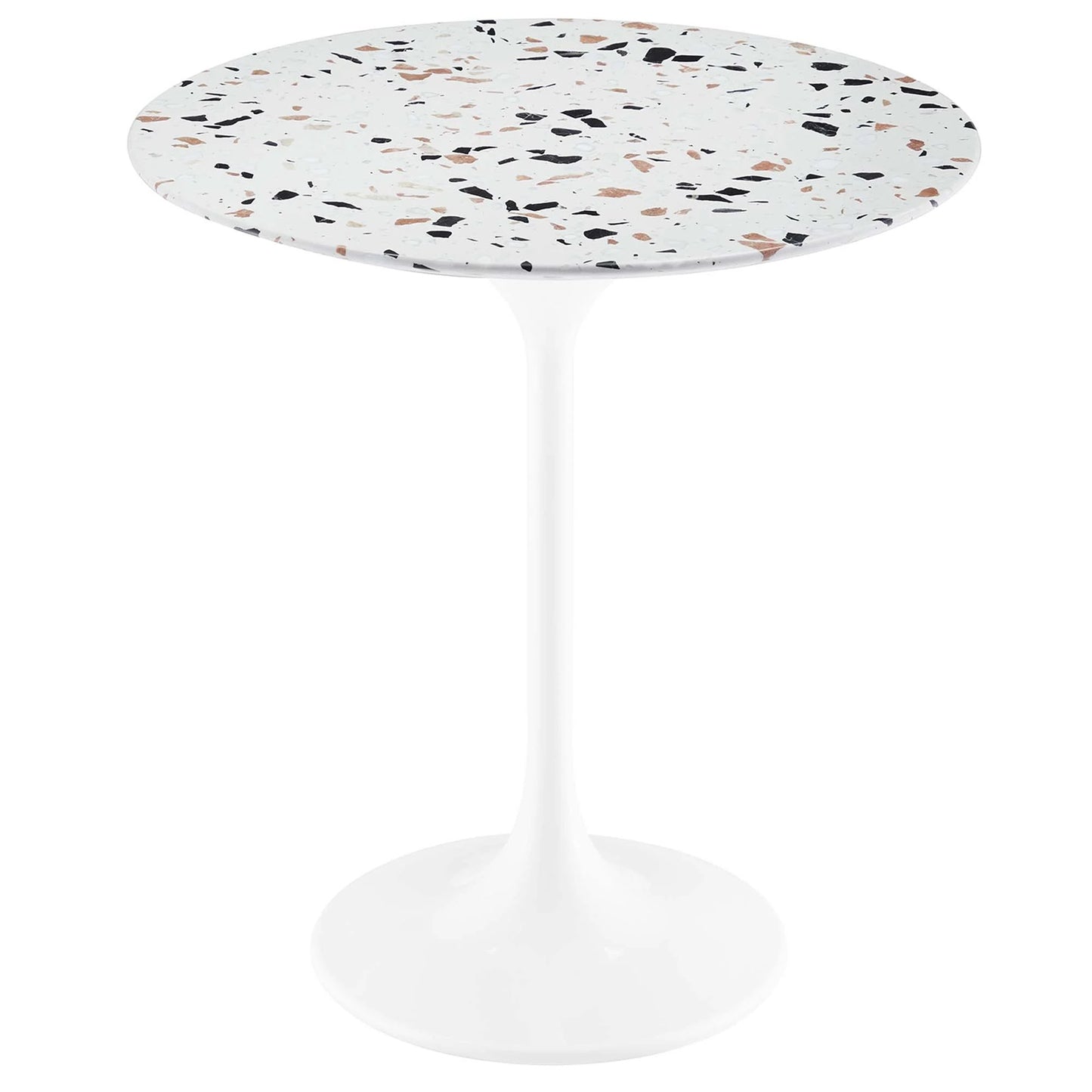 Tulip Marble Side Table - 20" Round, White Terrazzo