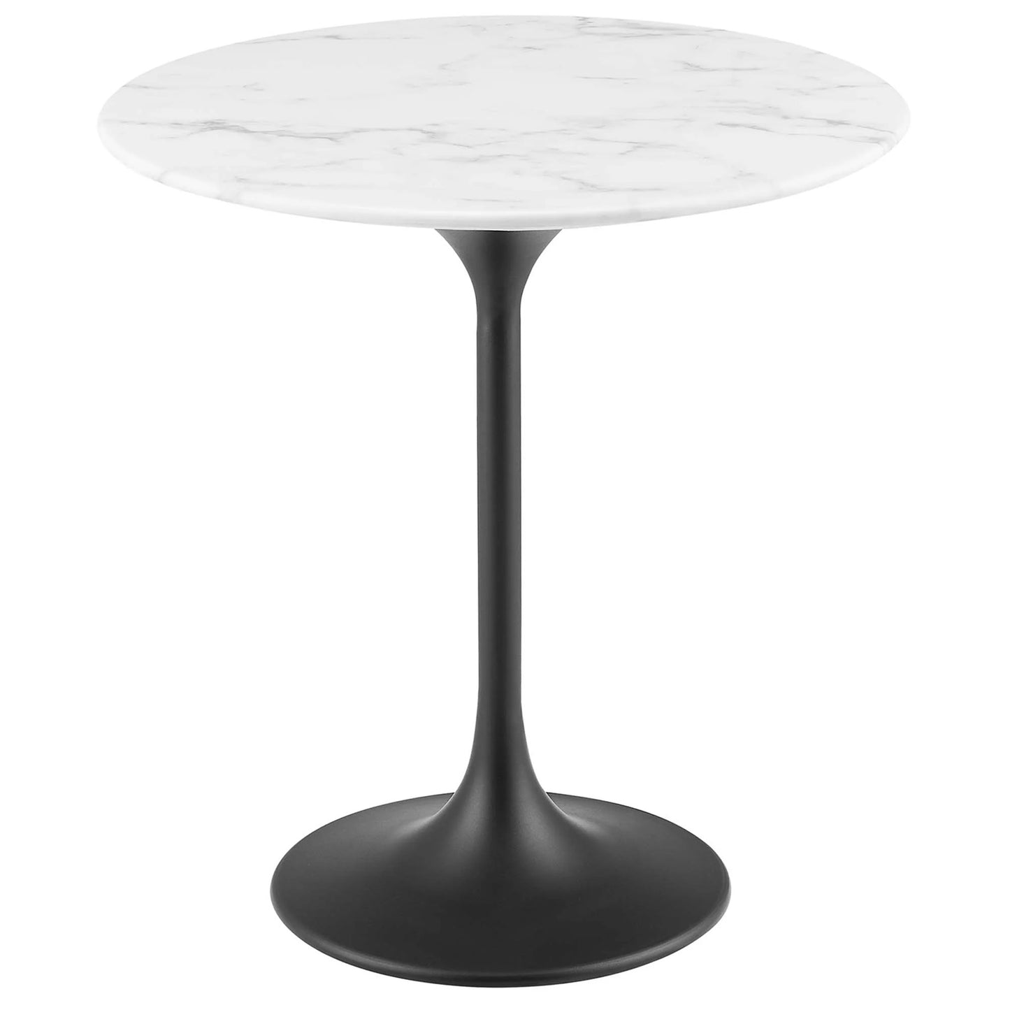 Tulip Marble Side Table - 20" Round, Black Base