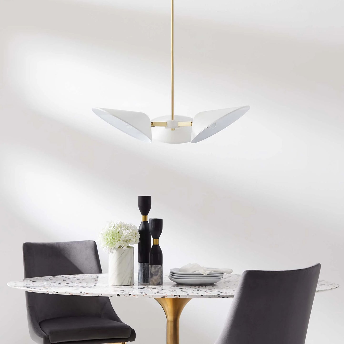 Ramon 3-Light 3" Arm Pendant, White