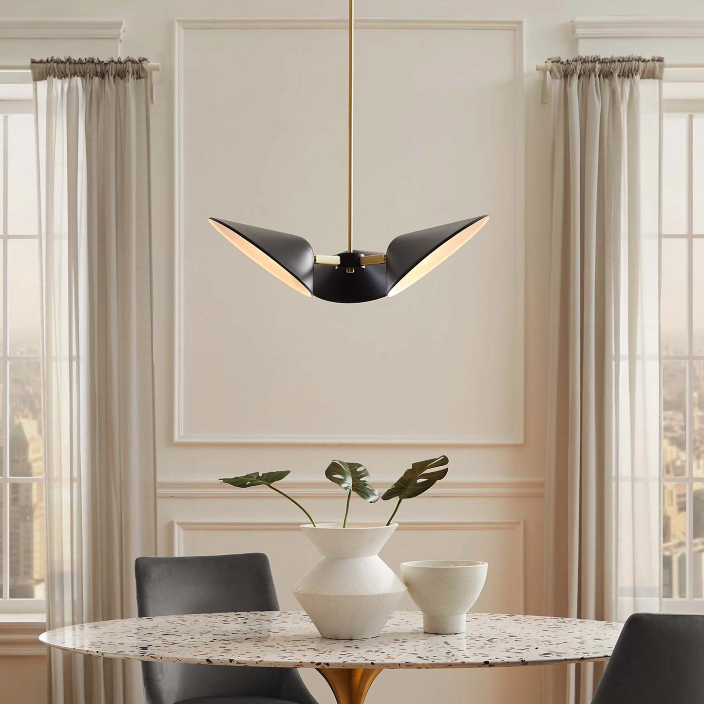 Ramon 3-Light 3" Arm Pendant, Black