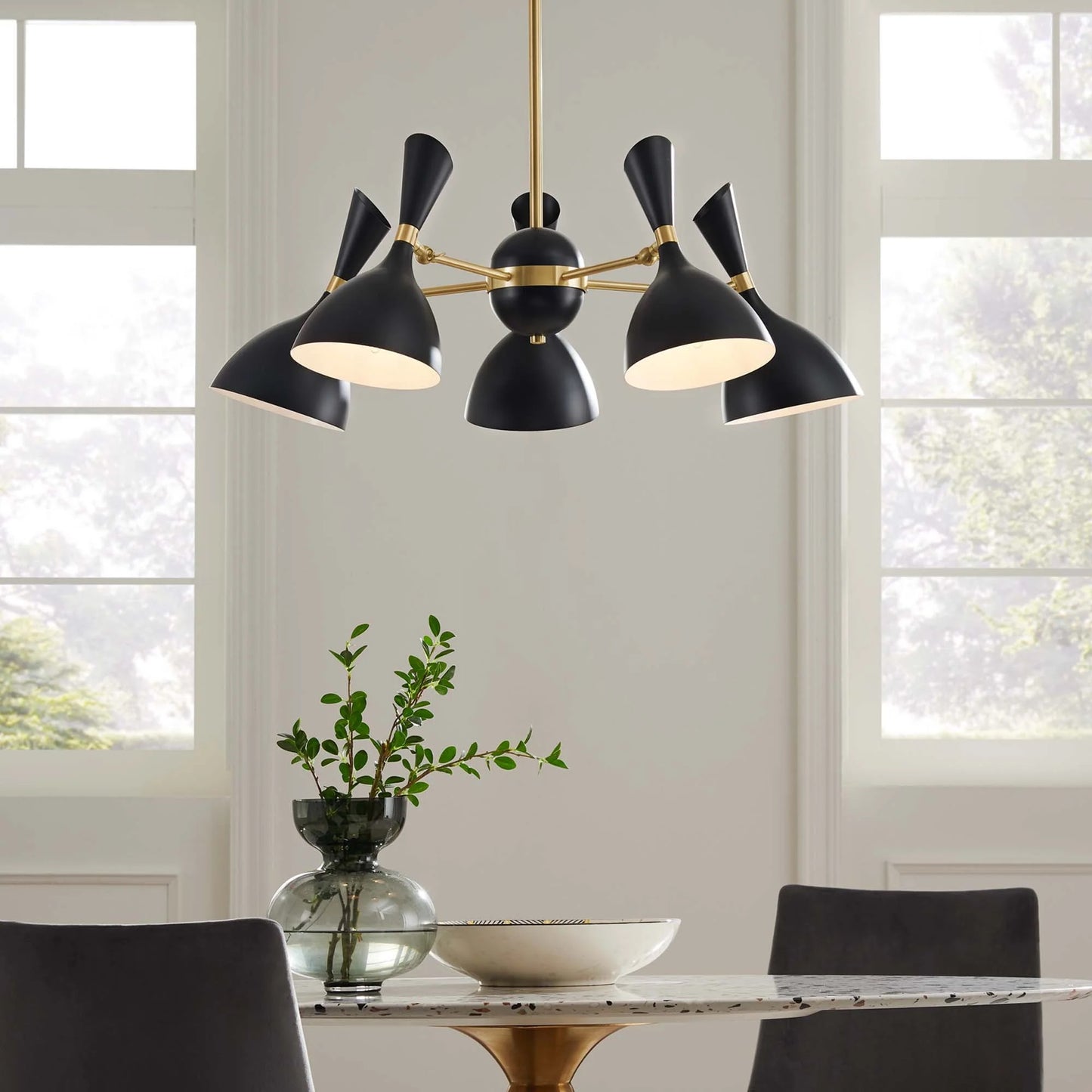 Harmony 5-Light 6" Arm Pendant, Black