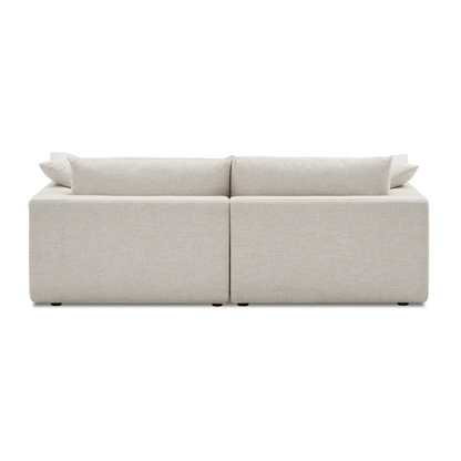 Duke 84" Deep Seat Sectional Sofa With Ottoman, 2 Seater, White