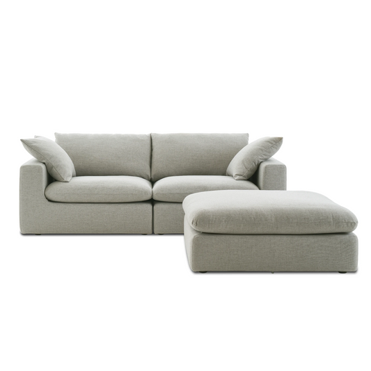 Duke 84" Deep Seat Sectional Sofa With Ottoman, 2 Seater, Gray