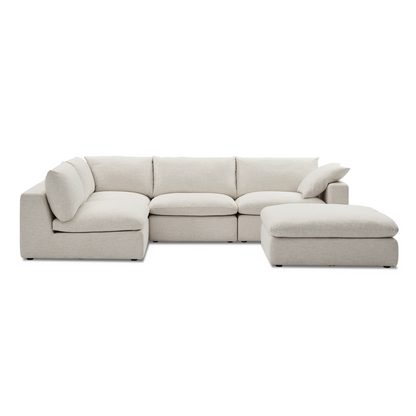 Duke 154" Deep Seat Sectional Sofa, 4 Seater, White
