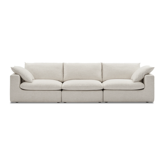 Duke 119" Deep Seat Sectional Sofa, 3 Seater, White