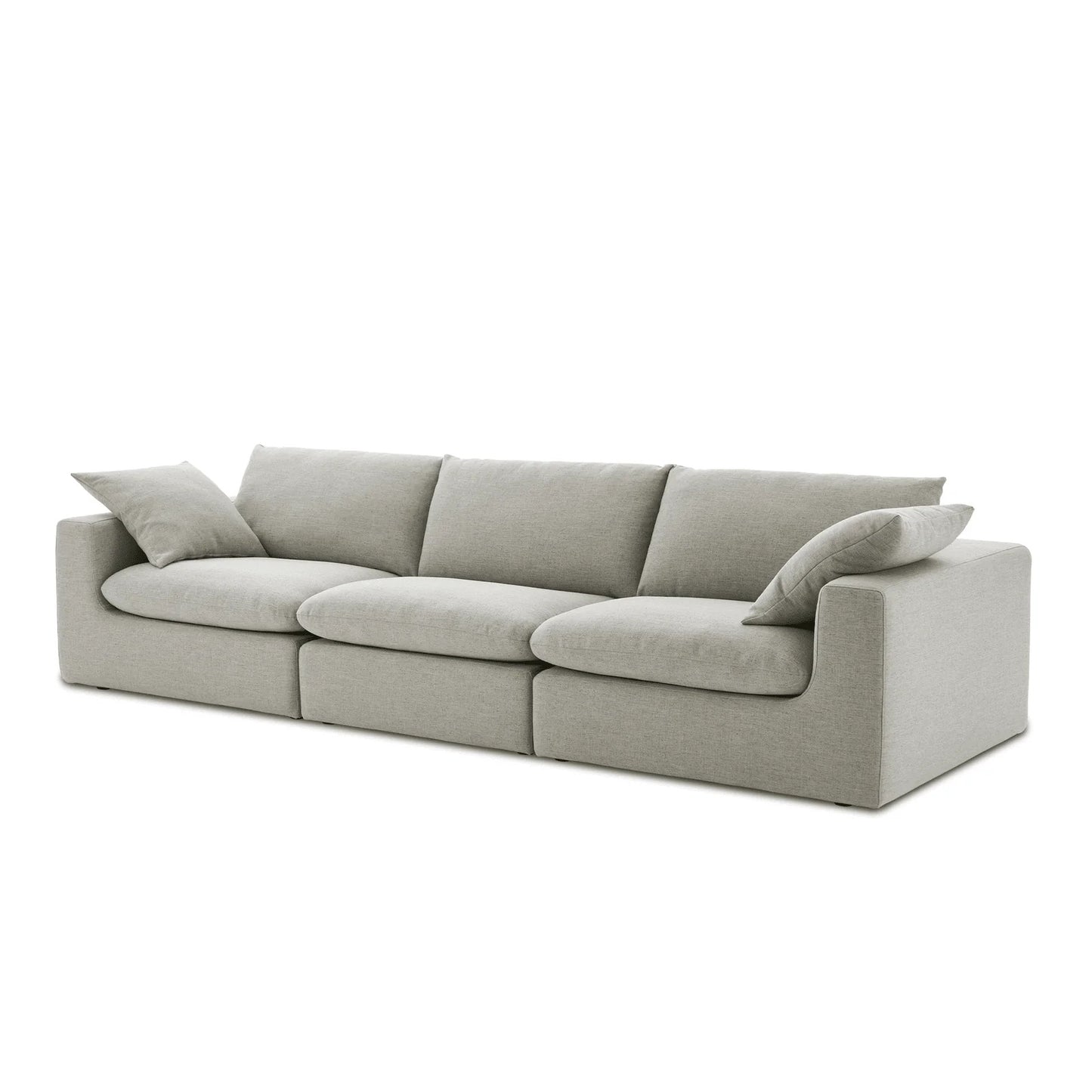Duke 119" Deep Seat Sectional Sofa With Ottoman, 3 Seater, Gray
