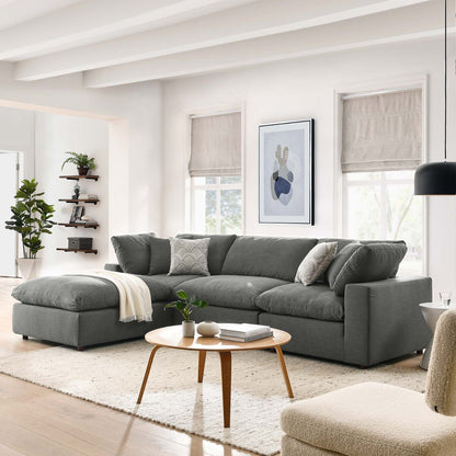 Haven 3 Seater Sectional Sofa With Ottoman, Gray