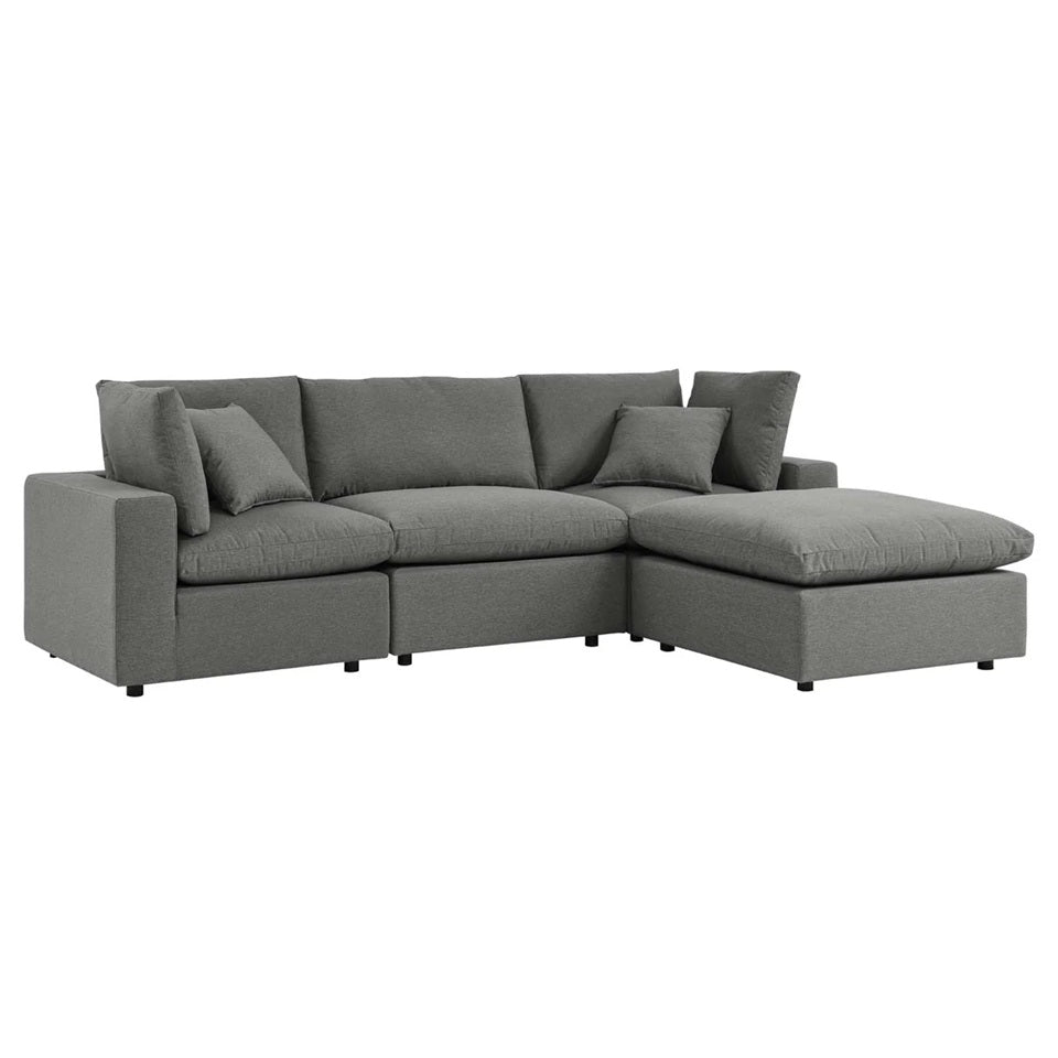 Haven 3 Seater Sectional Sofa With Ottoman, Gray