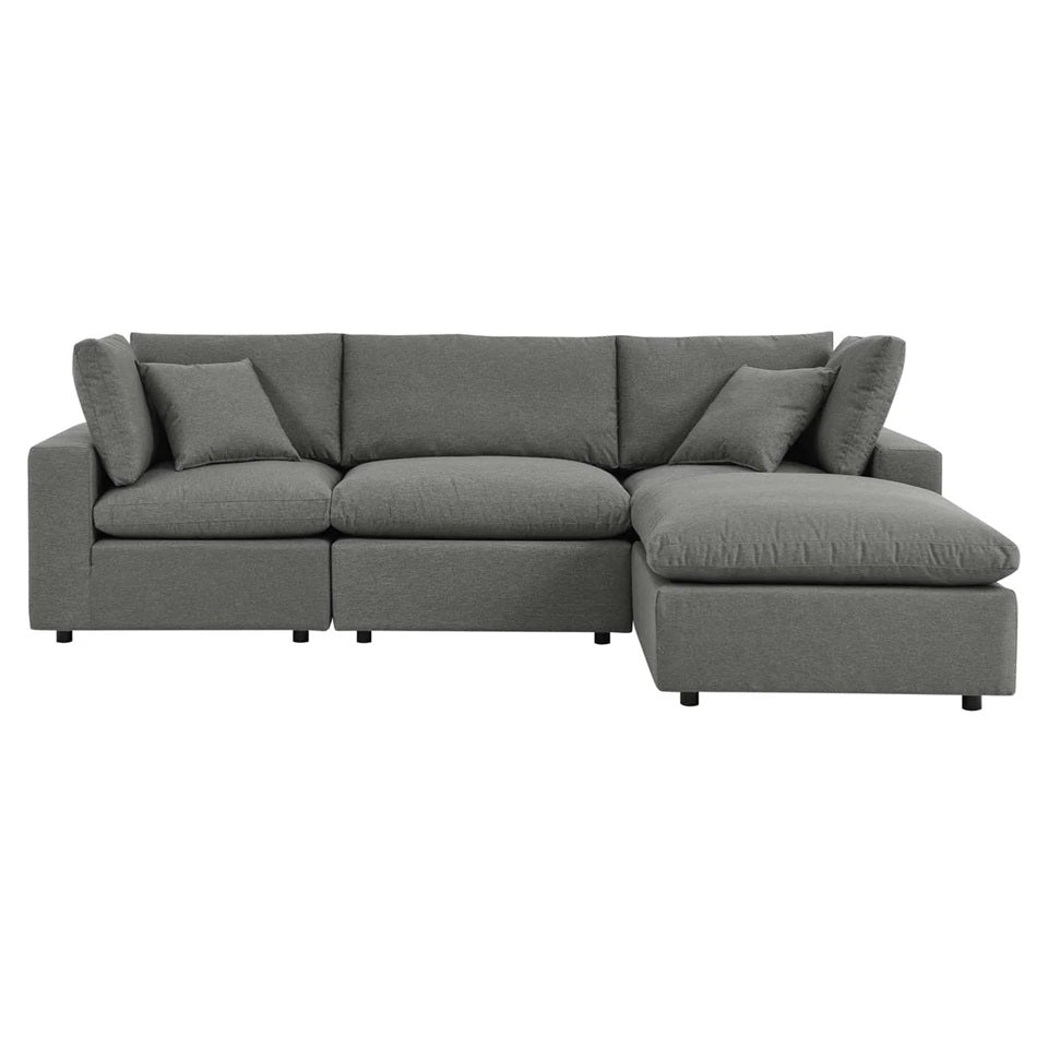 Haven 3 Seater Sectional Sofa With Ottoman, Gray