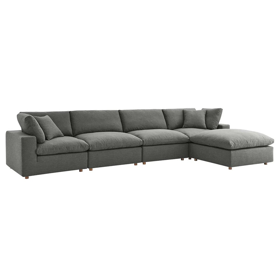 Haven 4 Seater Sectional Sofa With Ottoman, Gray