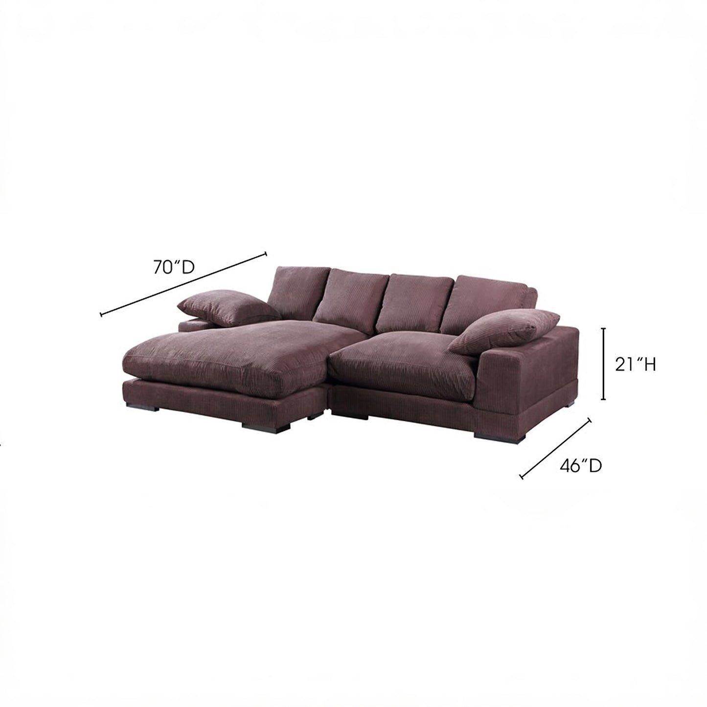 Aurelle Home 106" Reversible Contemporary Deep Seat Sectional Sofa, Dark Brown