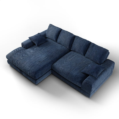 Aurelle Home 106" Reversible Contemporary Deep Seat Sectional Sofa, Navy Blue