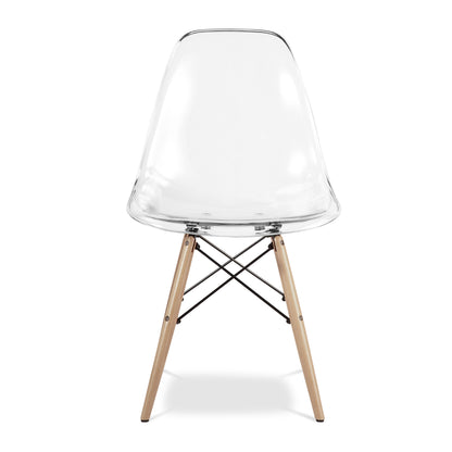 Eiffel Chair With Wood Legs, Clear