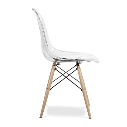 Eiffel Chair With Wood Legs, Clear