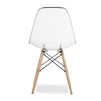 Eiffel Chair With Wood Legs, Clear