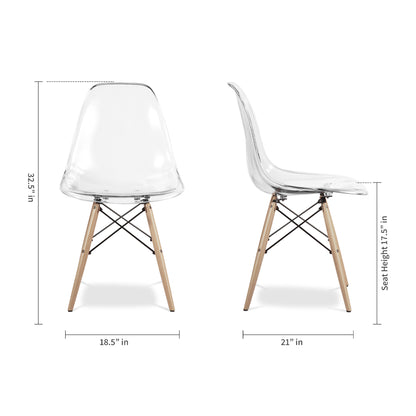 Eiffel Chair With Wood Legs, Clear