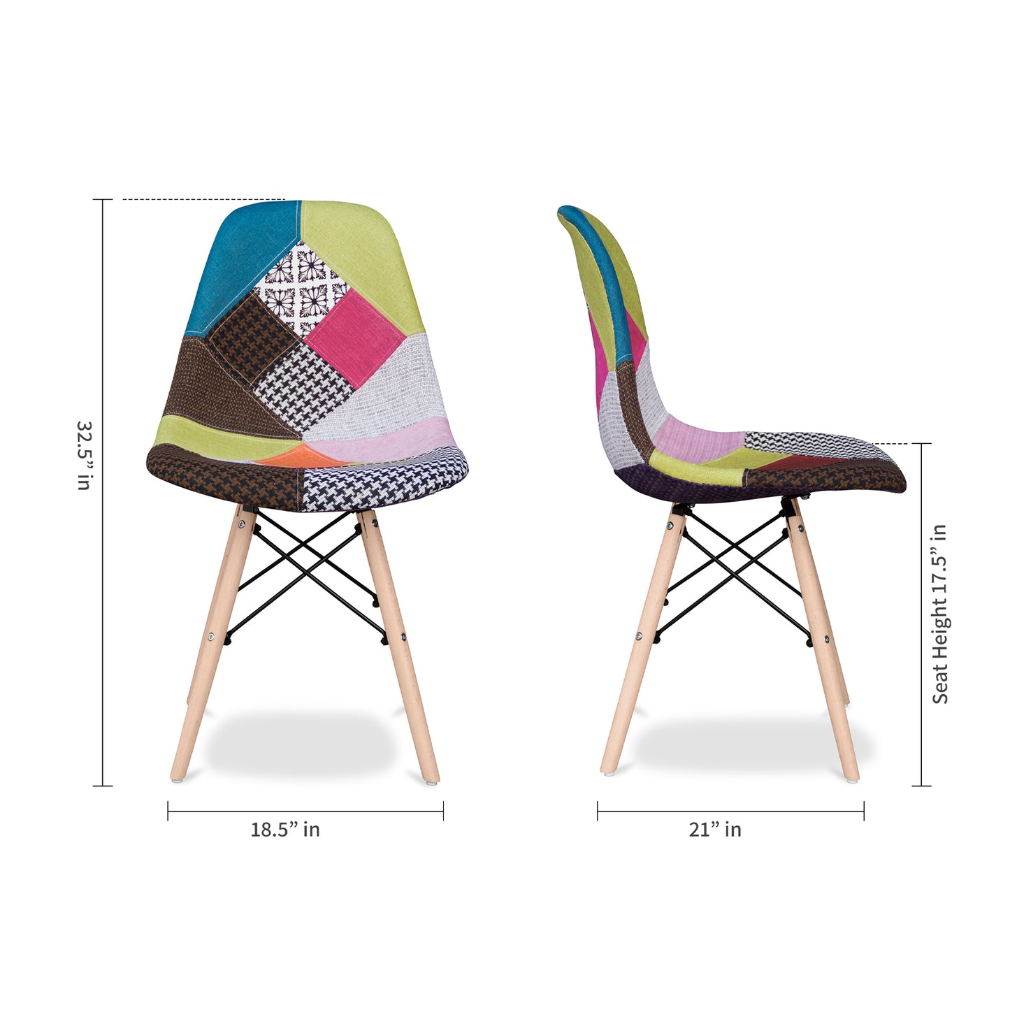 Eiffel Chair With Wood Legs, Multi