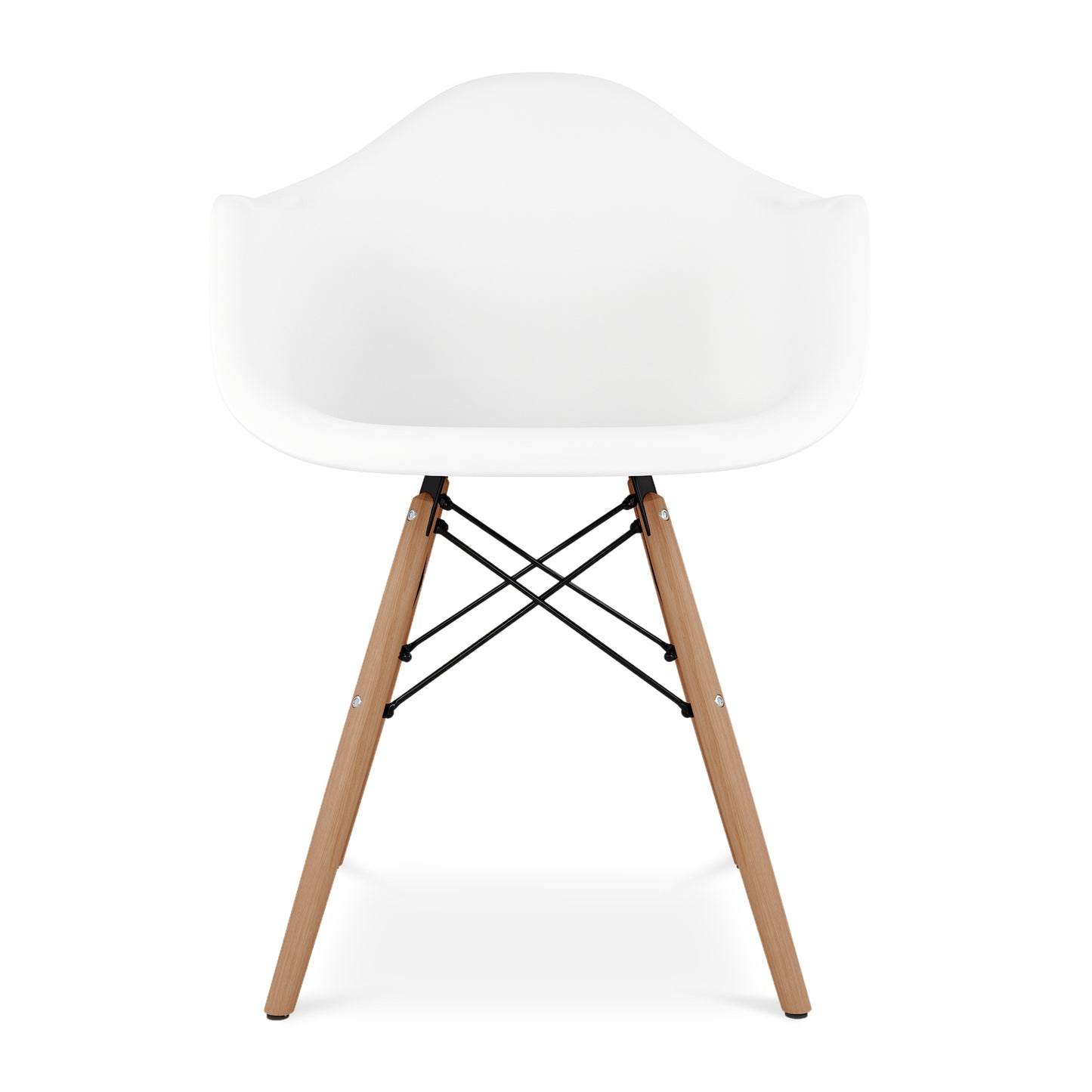 Eiffel Armchair With Wood Legs, White