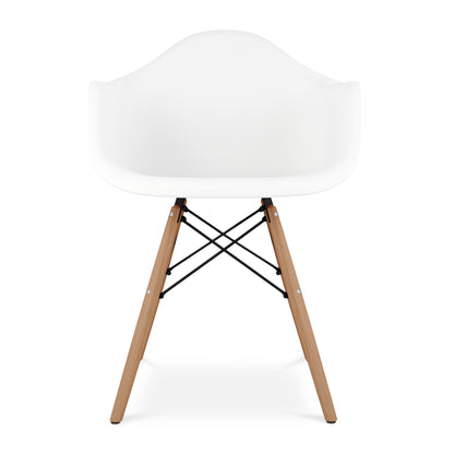 Eiffel Armchair With Wood Legs, White