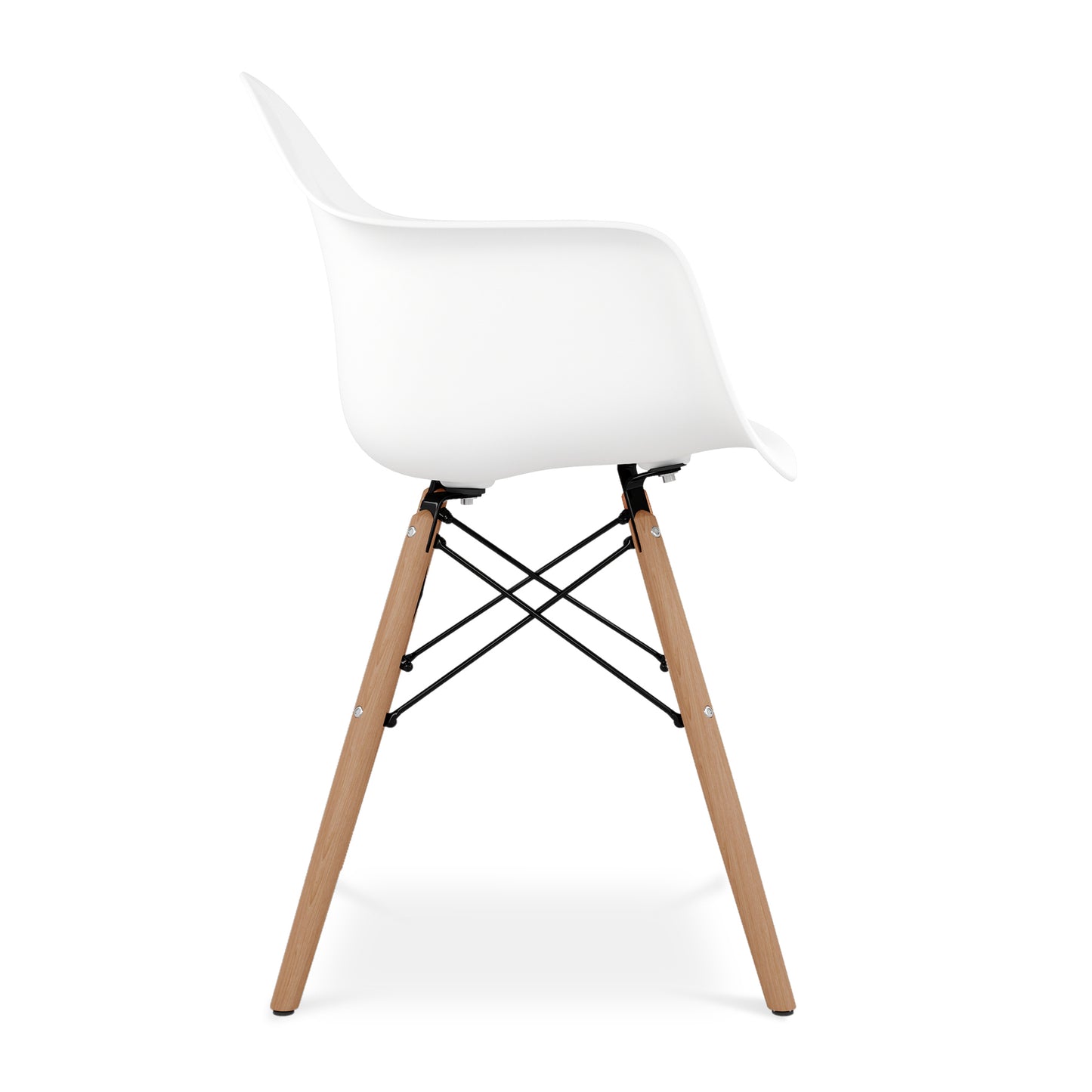 Eiffel Armchair With Wood Legs, White