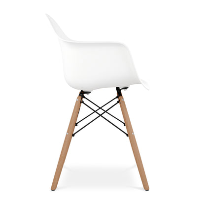 Eiffel Armchair With Wood Legs, White