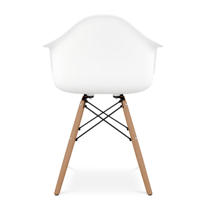 Eiffel Armchair With Wood Legs, White