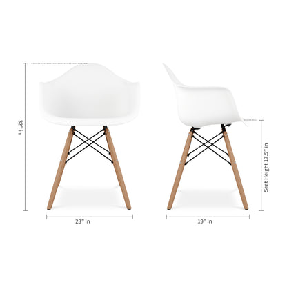 Eiffel Armchair With Wood Legs, White