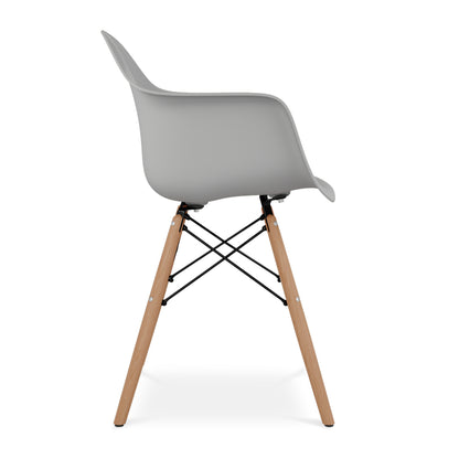 Eiffel Armchair With Wood Legs, Gray