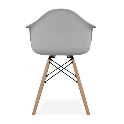 Eiffel Armchair With Wood Legs, Gray