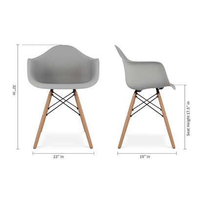 Eiffel Armchair With Wood Legs, Gray