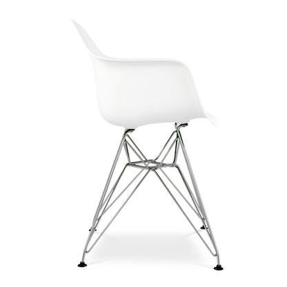 Eiffel Armchair With Steel Legs, White