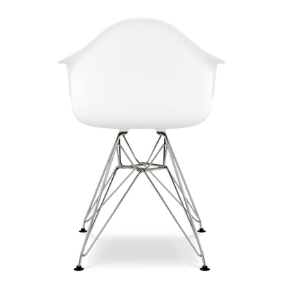 Eiffel Armchair With Steel Legs, White