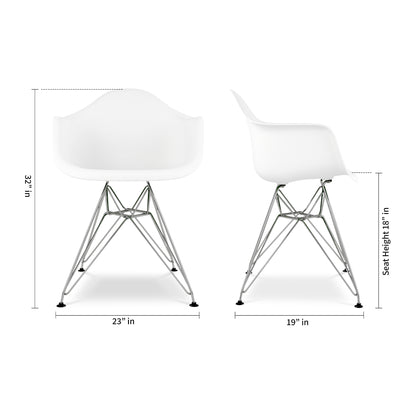 Eiffel Armchair With Steel Legs, White