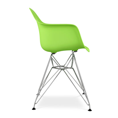 Eiffel Armchair With Steel Legs, Green