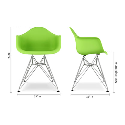 Eiffel Armchair With Steel Legs, Green