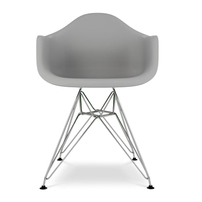 Eiffel Armchair With Steel Legs, Gray