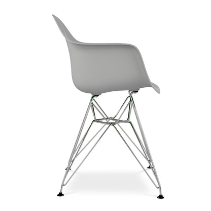 Eiffel Armchair With Steel Legs, Gray