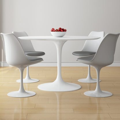 Tulip 48" Fiberglass Dining Table & Chairs Set, Gray