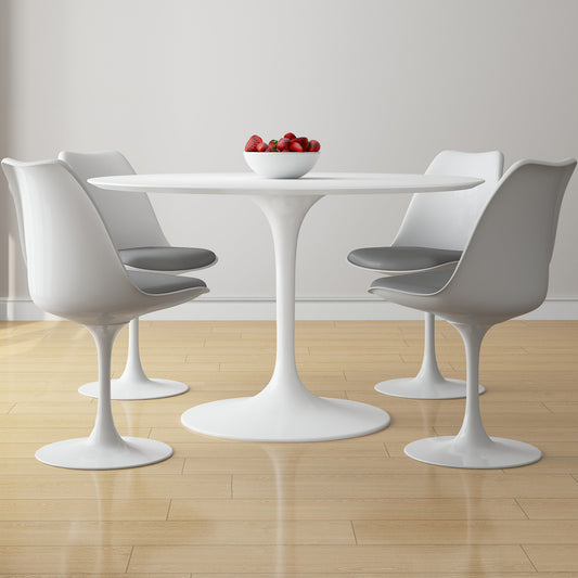 Tulip 48" Fiberglass Dining Table & Chairs Set, Gray