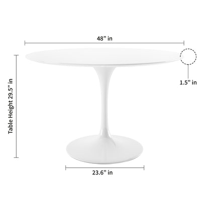 Tulip 48" Fiberglass Dining Table & Chairs Set, Red