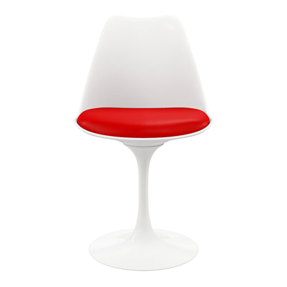 Tulip 48" Fiberglass Dining Table & Chairs Set, Red