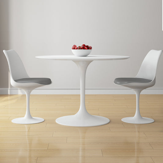 Tulip 42" Fiberglass Dining Table & Chairs Set, Gray