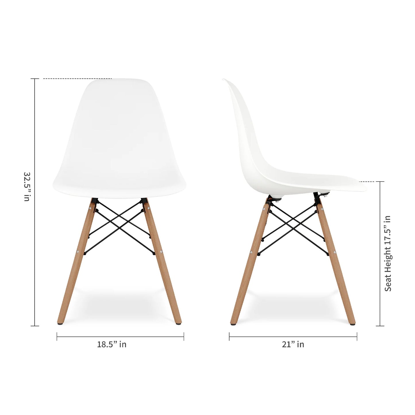 Tulip 48" Fiberglass Dining Table & Wood Leg Chairs Set, White