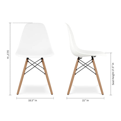 Tulip 48" Fiberglass Dining Table & Wood Leg Chairs Set, White