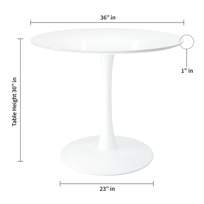 Tulip 36" Round Wood Dining Table Set, White